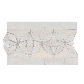Mosaic House Moroccan tile Diamond 1 CUSTOM SIZE White  solid zellige, mosaic, zellij, border, glaze, classic 